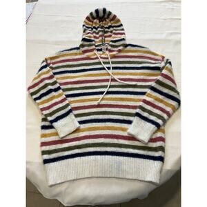 Anthropologie Oliver by Escio Striped Hoodie Womens Multi Colored Sweater SZ L
